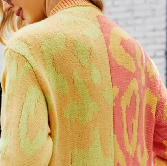 Yellow Leopard Button Down Cardigan - Picture 3 of 9